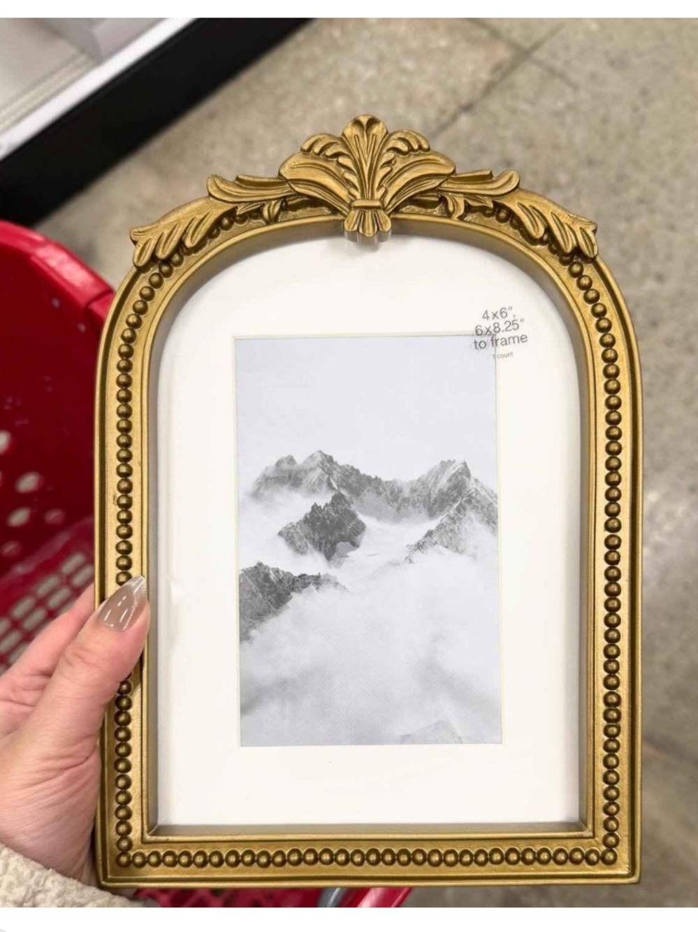 5"x7" Matted to 4"x6" Ornate Arch Table Frame Antique Brass - Threshold
